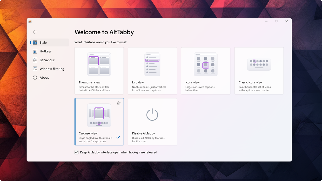 AltTabby 多种布局与窗口组织方式